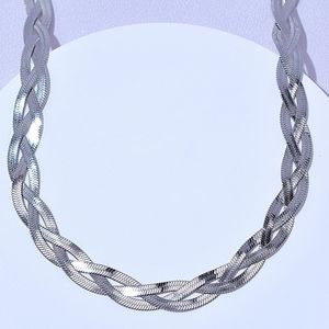 Braided Snake Chain Necklace in Silver